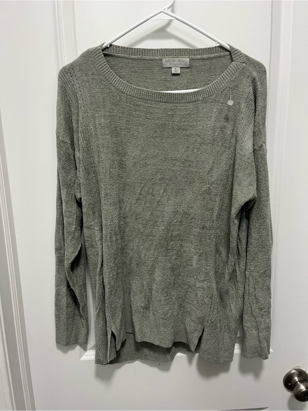 Barefoot Dreams CozyChic Ultra Light Slouchy Pullover Sweater Sage Green Xl
